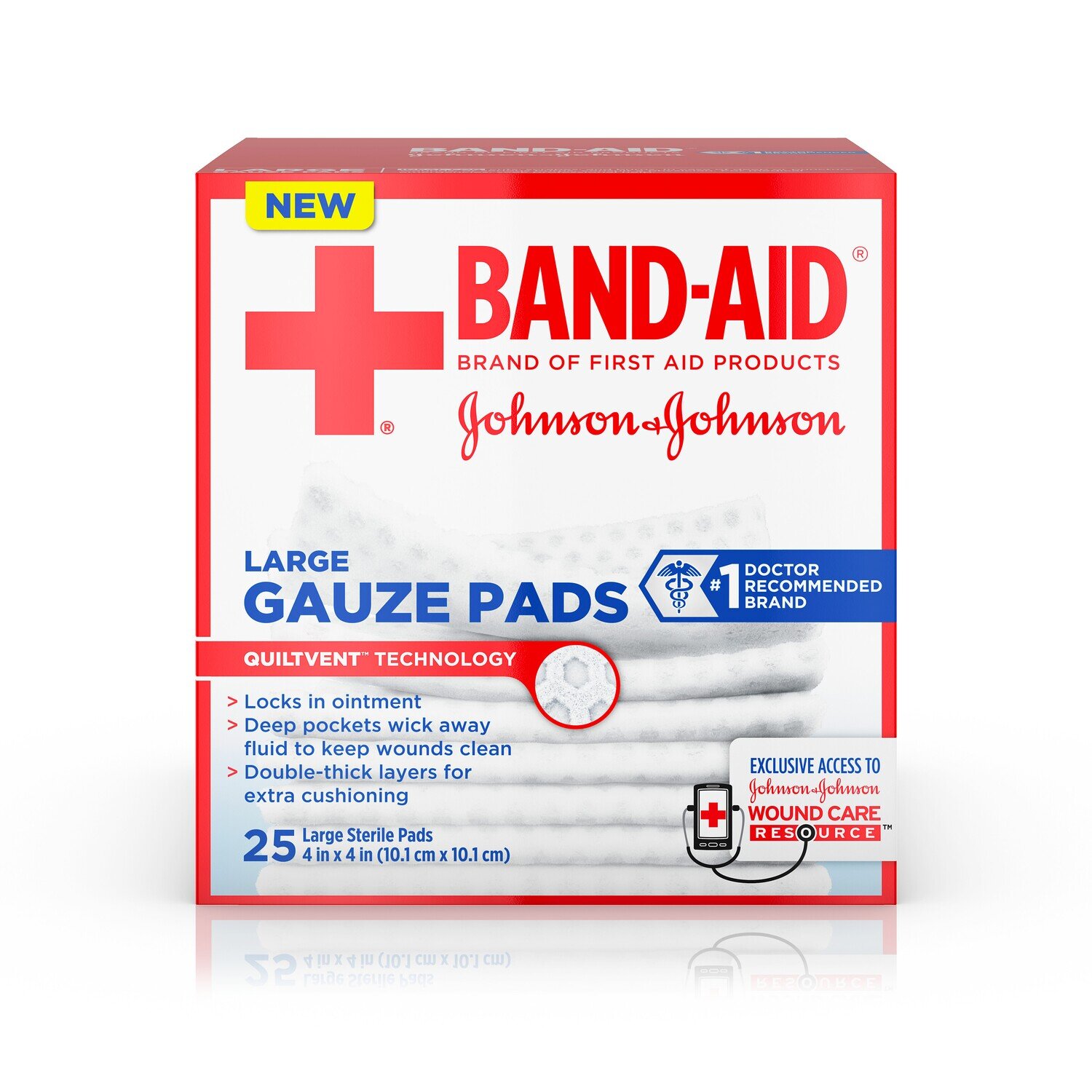 Band-Aid Cushion-Care Gauze Pads Large 4 in x 4 in 25 ct