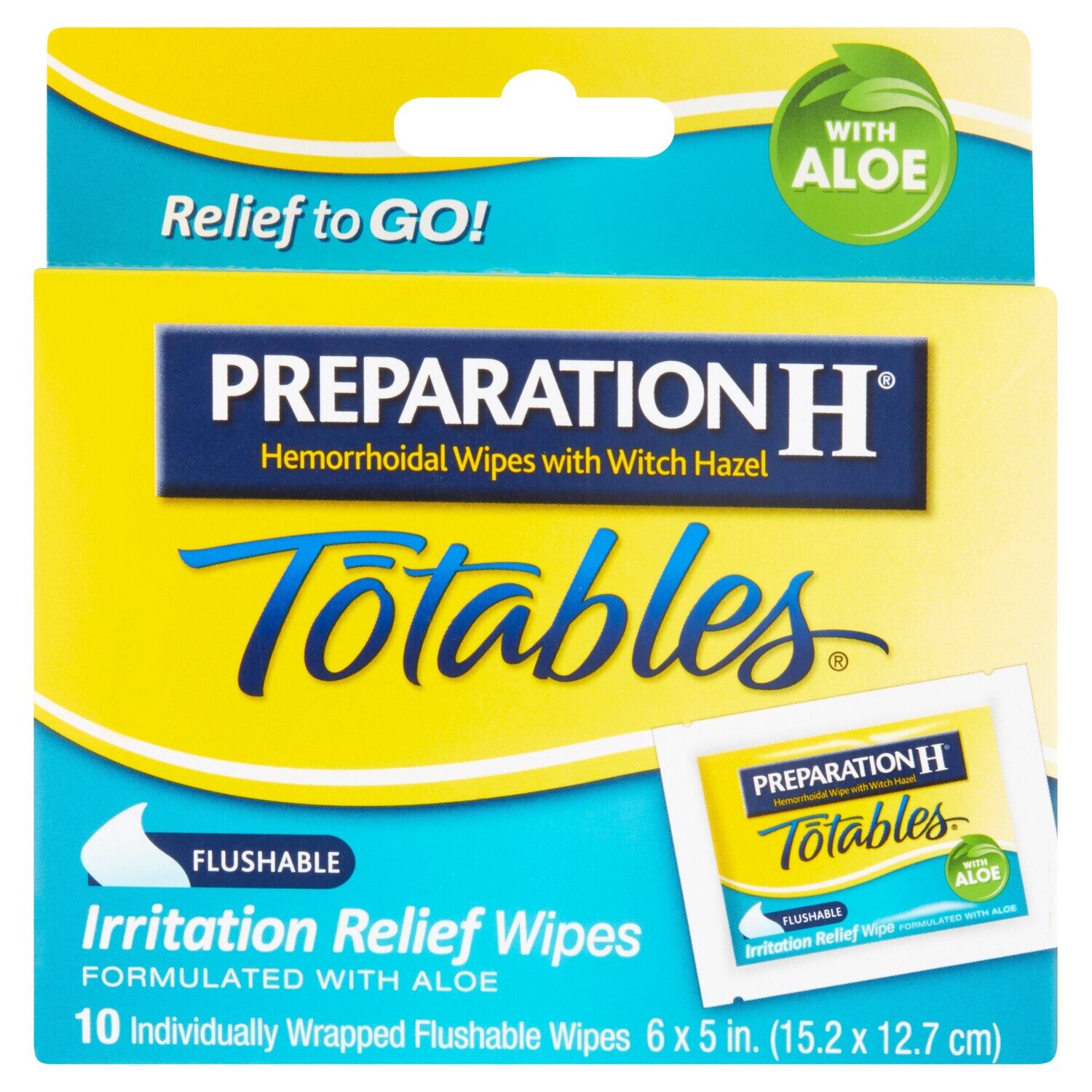 Preparation H Medicated Hemorrhoidal Wipes Totables with Witch Hazel and Aloe 10 ct