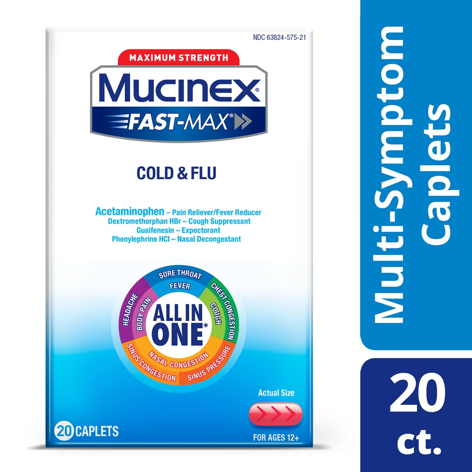Mucinex Maximum Strength Fast-Max Cold and Flu Caplets 20 ct