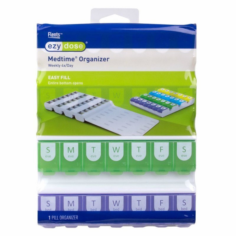 Ezy Dose Medtime Planner Weekly 4x/day With Easy Fill Bottom Open