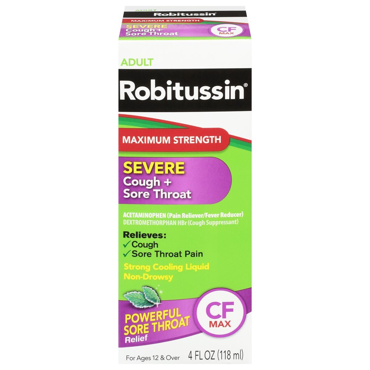 Robitussin Maximum Strength Severe Cough + Sore Throat Mint 4 fl oz