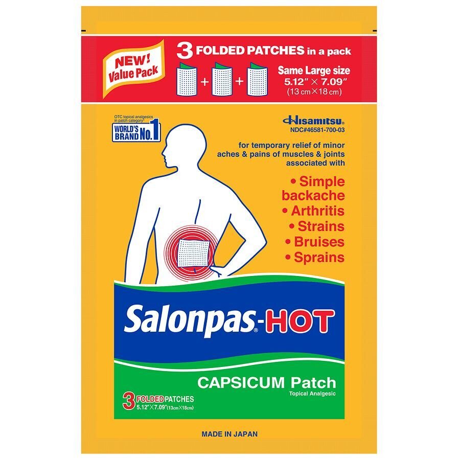 Salonpas- Hot Capsicum Patch Large 3 pack