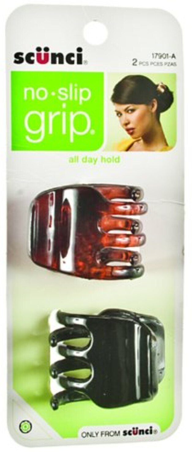 Scünci No Slip Grip All Day Hold Jaw Clips Black And Brown 2 Pack