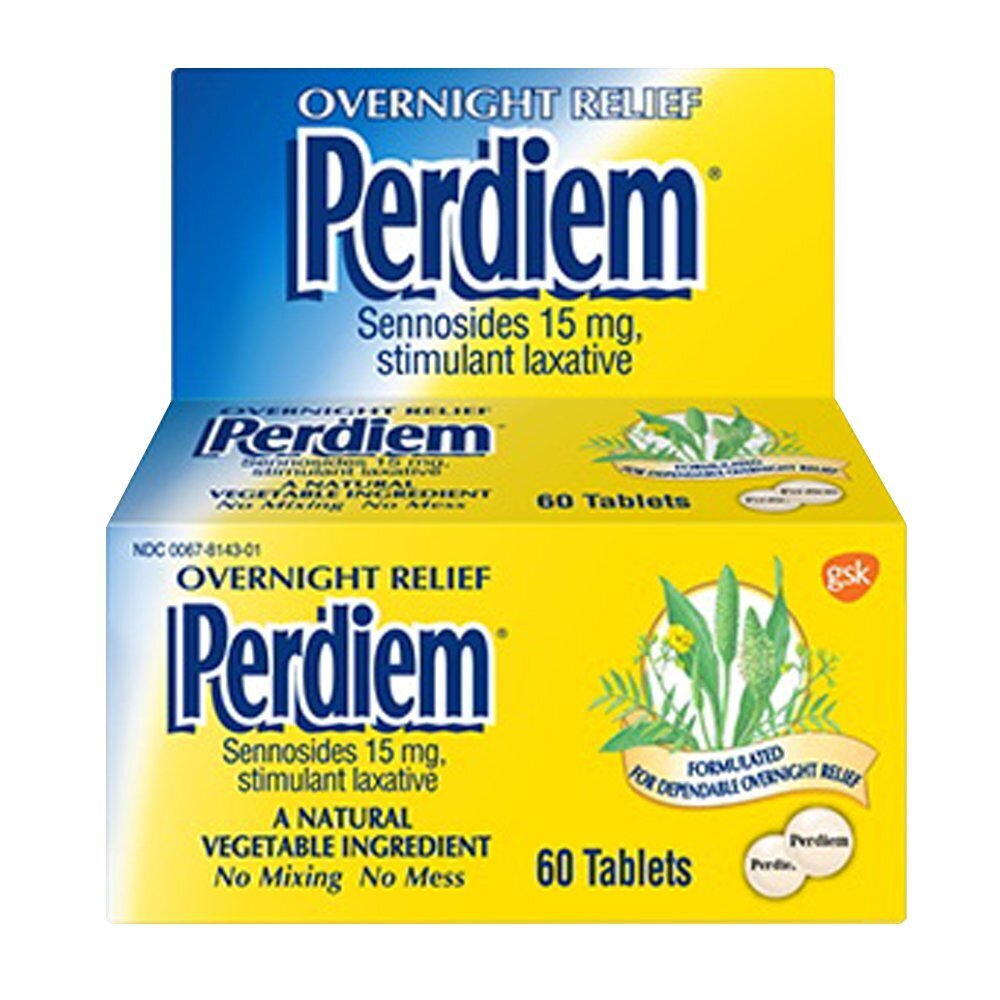 Perdiem Overnight Relief Sennosides 15 mg Stimulant Laxative Tablets 60 ct