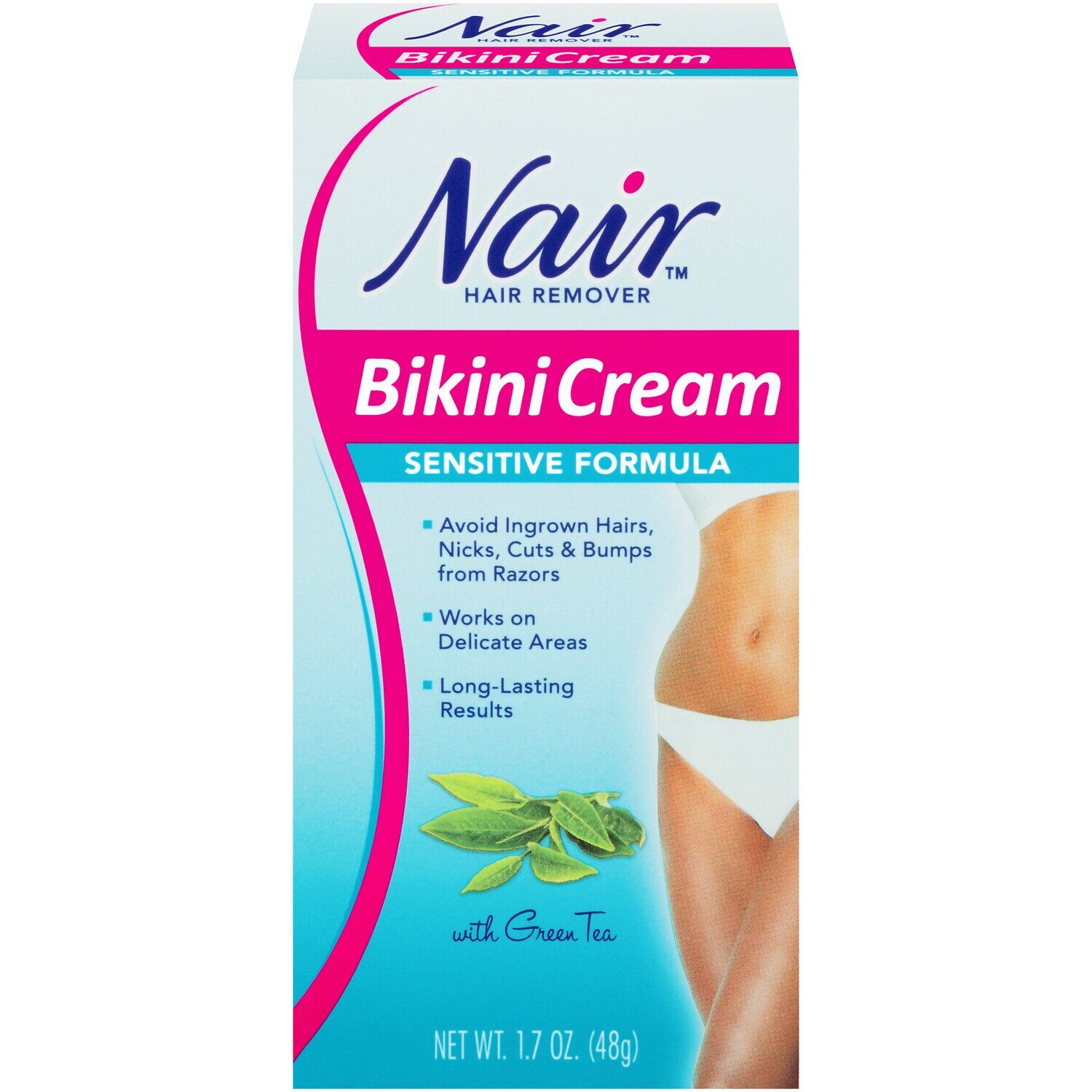 Nair Sensitive Formula Bikini Cream Hair Remover With Green Tea 1.7oz
