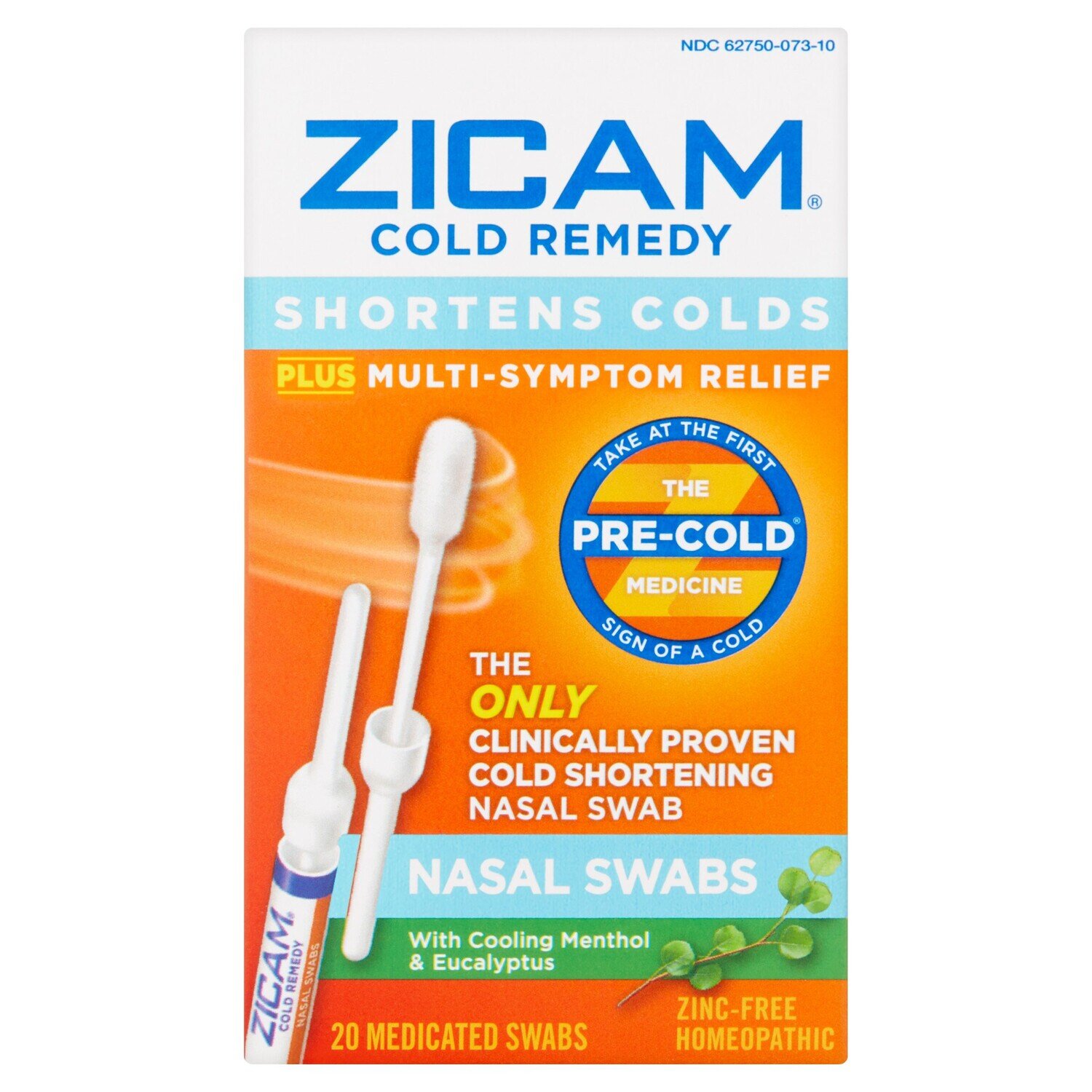 Zicam Cold Remedy Medicated Nasal Swabs With Cooling Menthol and Eucalyptus 20 ct