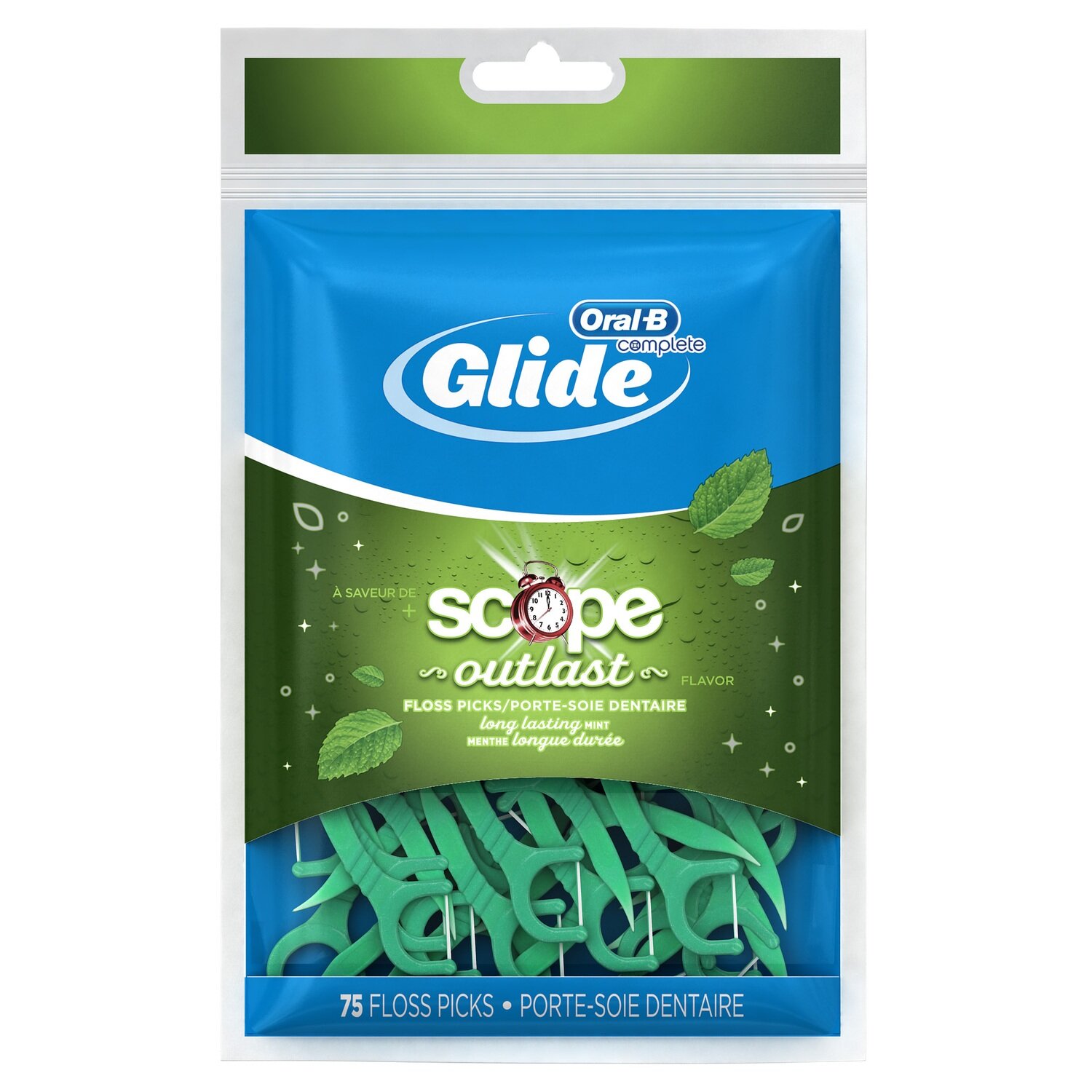 Oral-B Glide With Scope Outlast Floss Picks - Long Lasting Mint 75ct