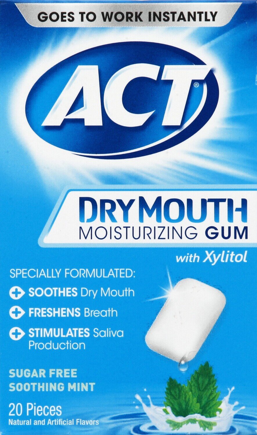 Act Dry Mouth Moisturizing Gum With Xylitol 20 Pieces