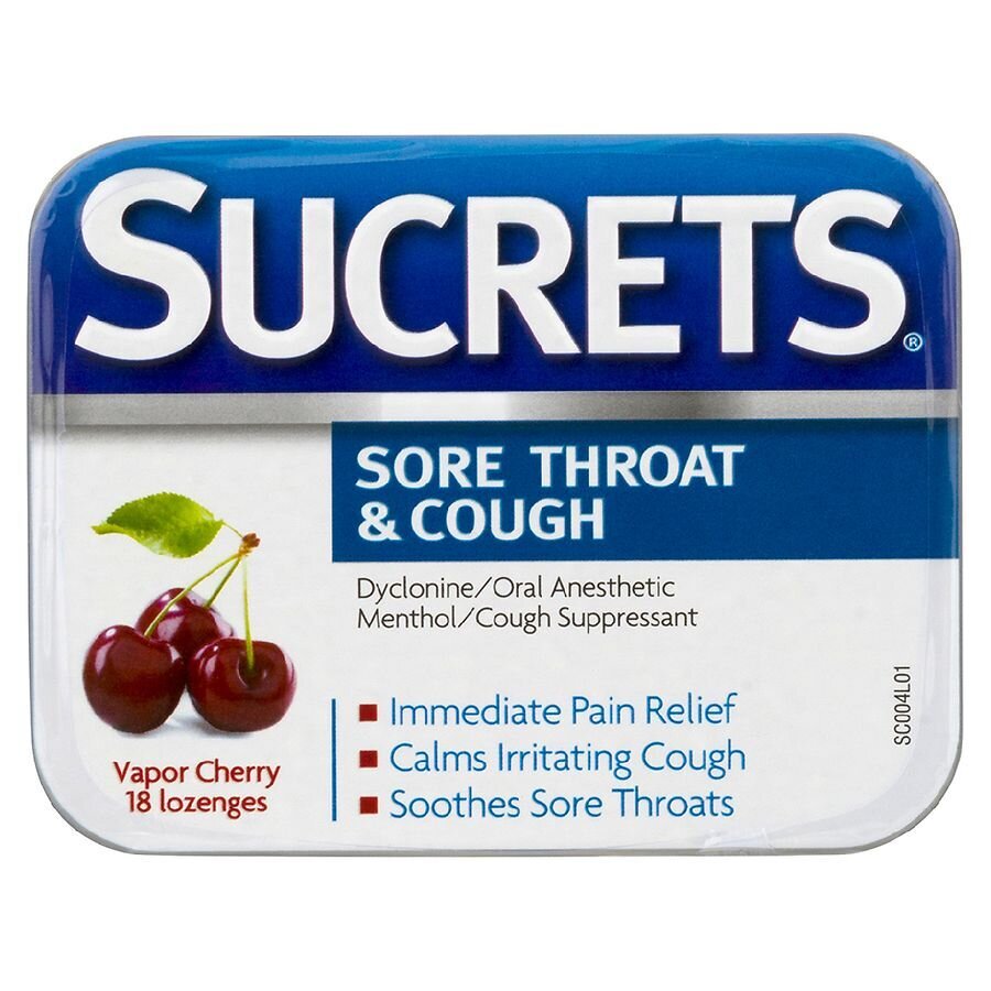 Sucrets Sore Throat and Cough Vapor Cherry Lozenges 18 ct