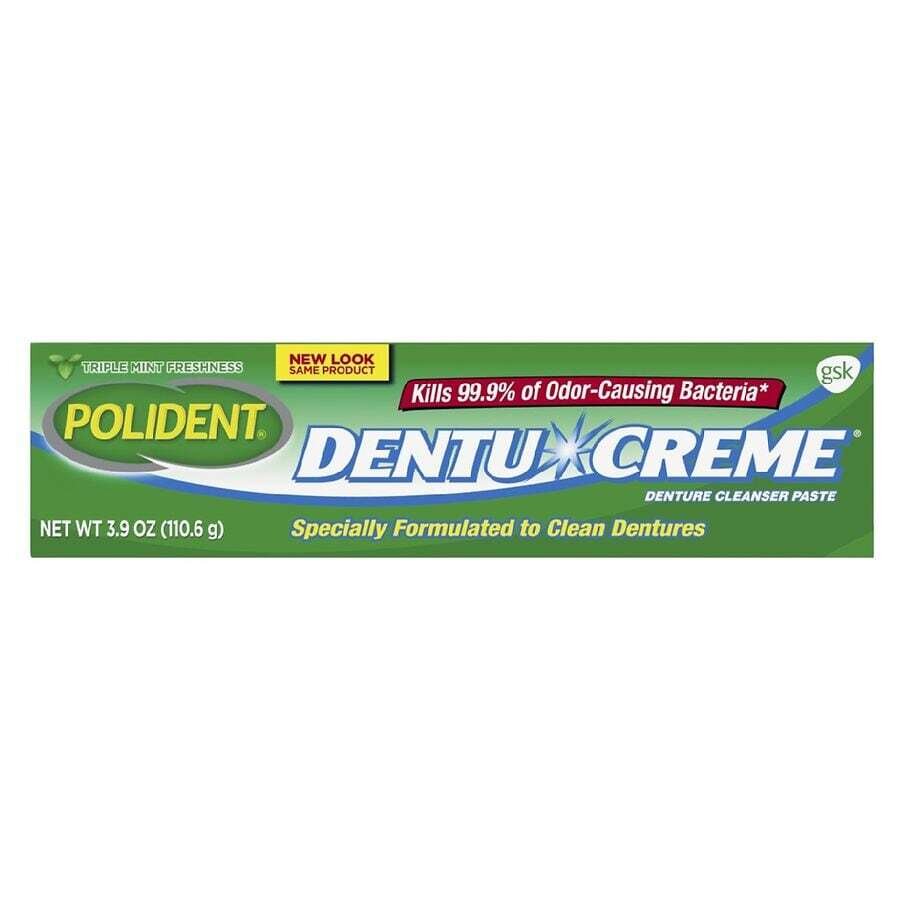 Polident Dentu Creme Denture Cleanser Paste - Triple Mint Freshness 3.9oz