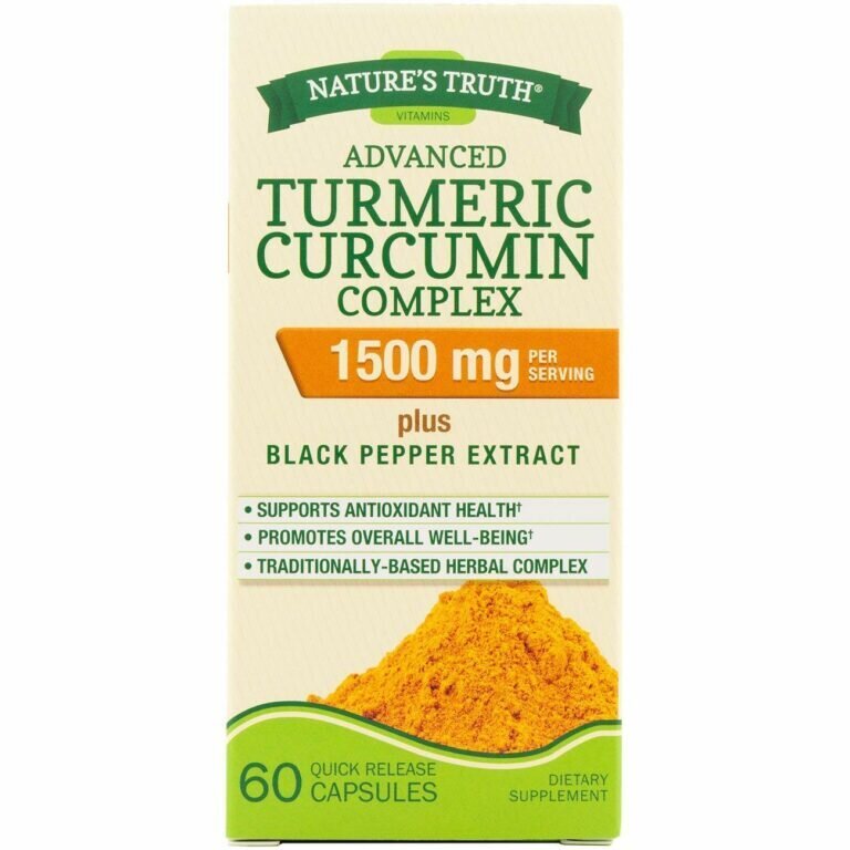 Turmeric Curcumin Complex 1,500 Mg Plus Black Pepper Extract, Olive Leaf & Tart Cherry Quick Release Capsules 60ct