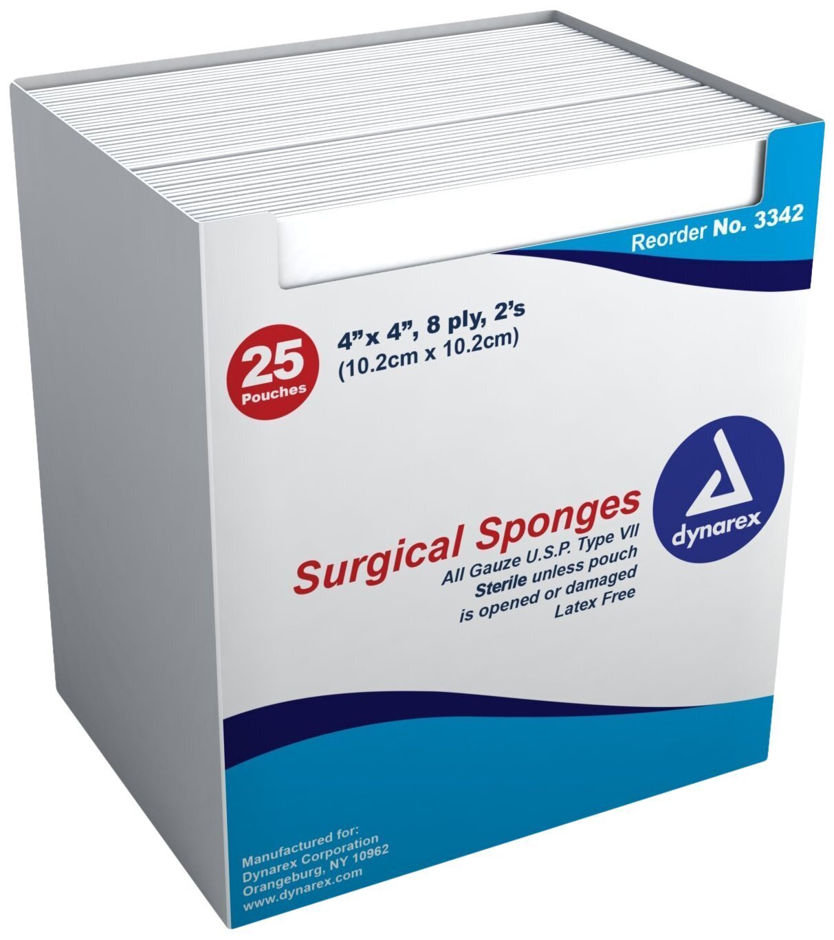 Surgical Sponges All Gauze 4” x 4”, 8-ply, 2’s 25 Pouches