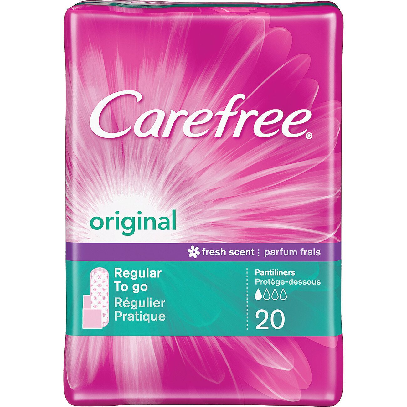Carefree Original Regular Liners to Go Fresh Scent 20 ct