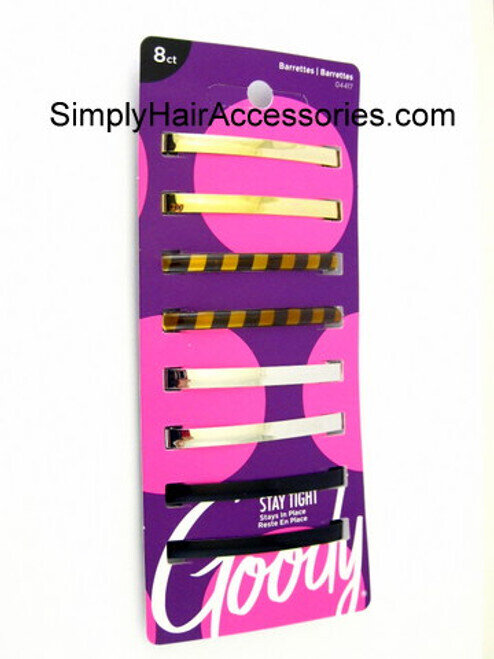 Goody Stay Tight Multicolored Barrettes 8 Pack