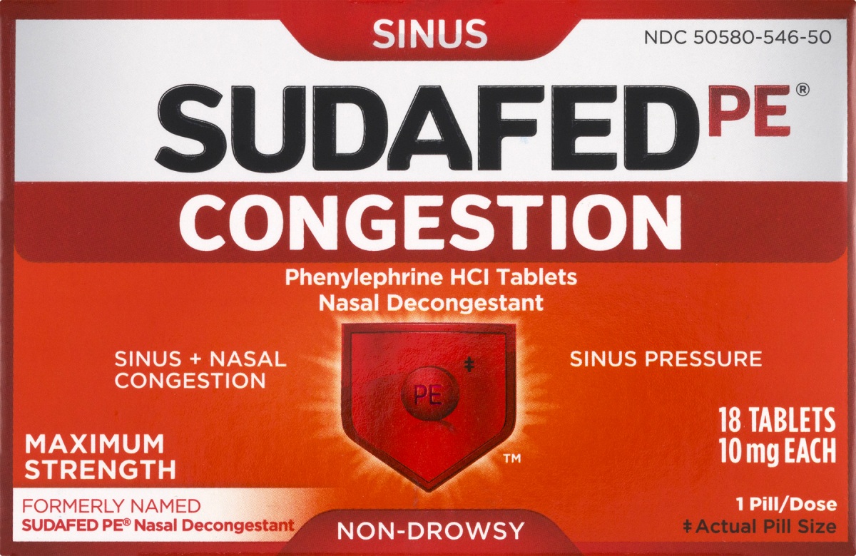 Sudafed PE Sinus Congestion Maximum Strength Non-Drowsy Tablets 18 ct