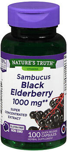 Sambucus Black Elderberry 2,000mg Super Concentrated Extract Quick Release Capsules 100ct