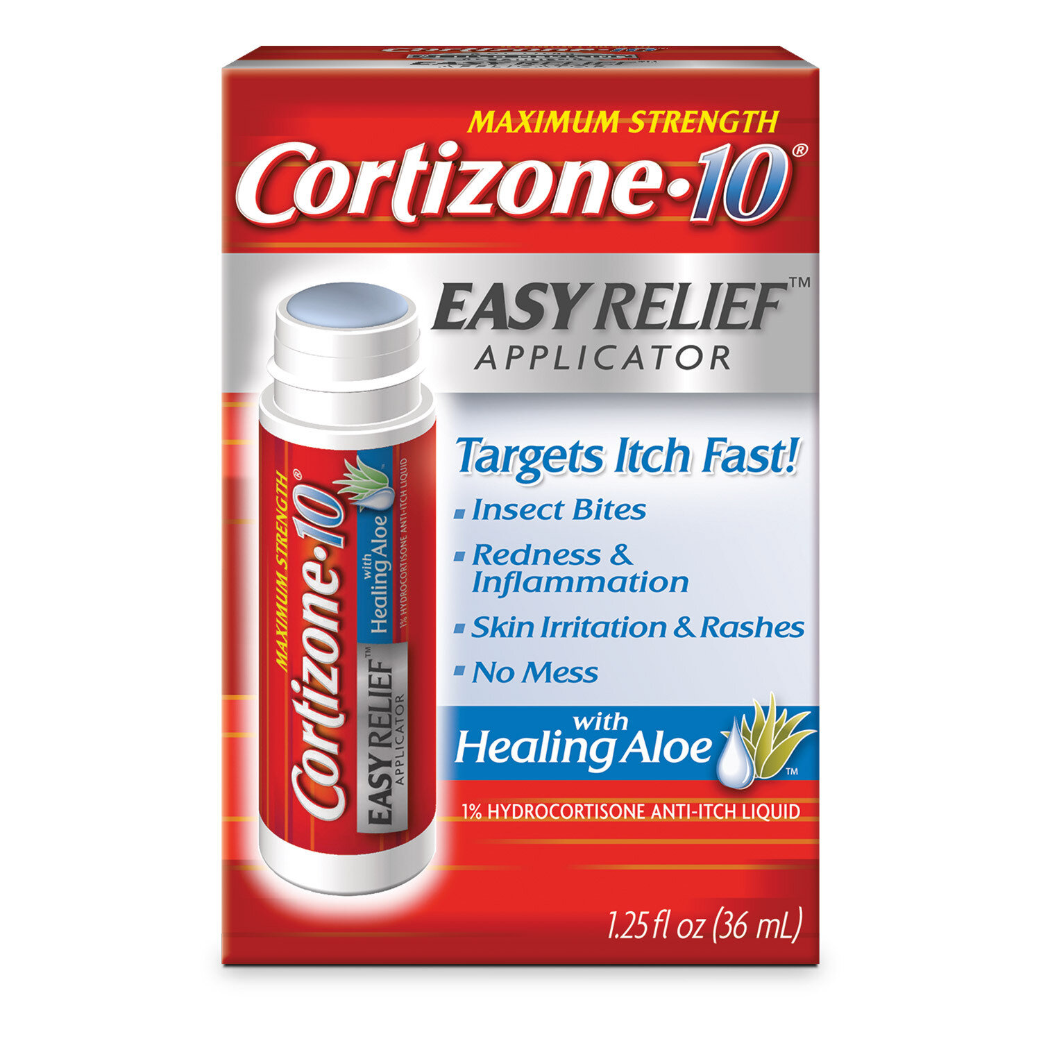 Cortizone 10 Maximum Strength Liquid with Aloe Easy-Relief Applicator 1% Hydrocortisone Anti-Itch Liquid 1.25 fl oz