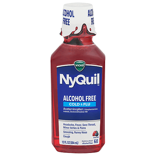 NyQuil Alcohol Free Cold and Flu Mixed Berry 12 fl oz