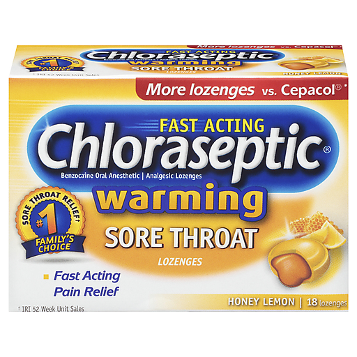 Chloraseptic Sore Throat Warming Honey Lemon Lozenges 18 ct