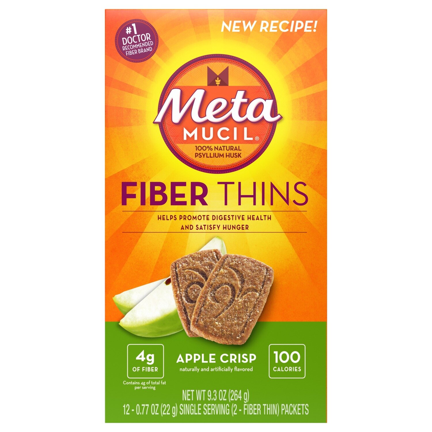 Meta Mucil Fiber Thins Apple Crisp Single Serving Packets 12 ct