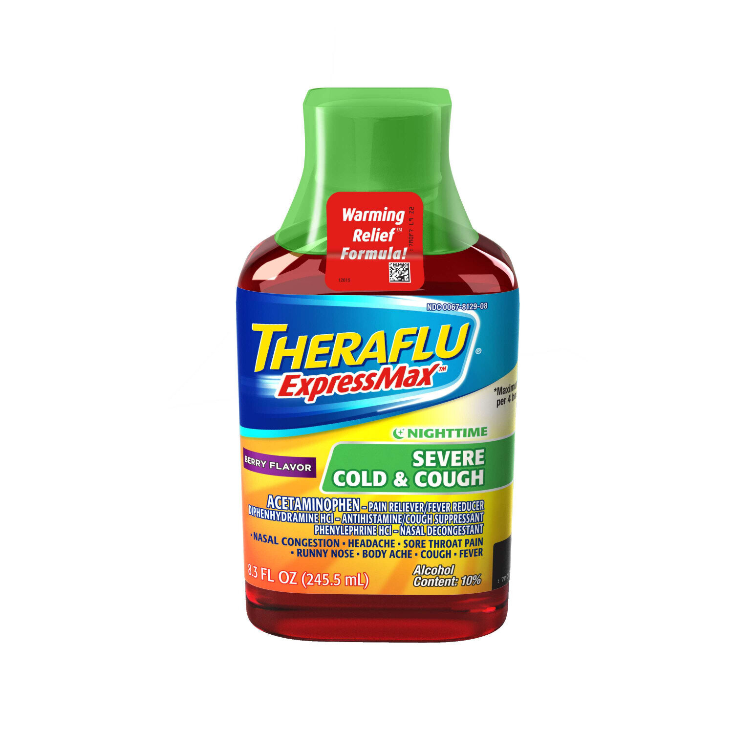 Theraflu Express Max Severe Cold and Cough Nighttime Berry Flavor Liquid 8.3 fl oz