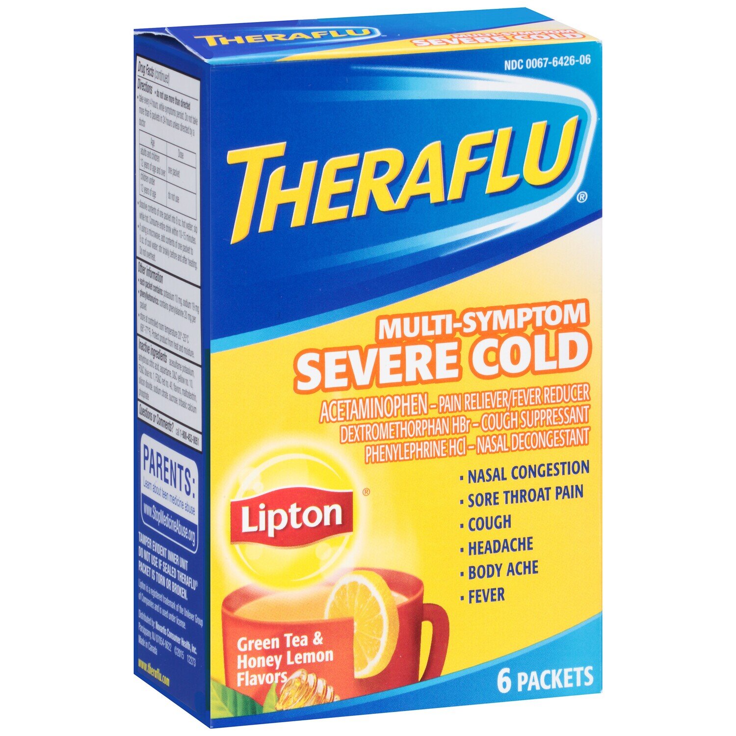 Theraflu Severe Cold Relief Honey Lemon Packets 6 ct