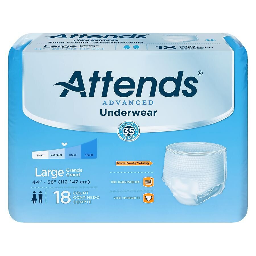 Attends Underwear Ultimate Absorbency L 44”-58” 18 ct