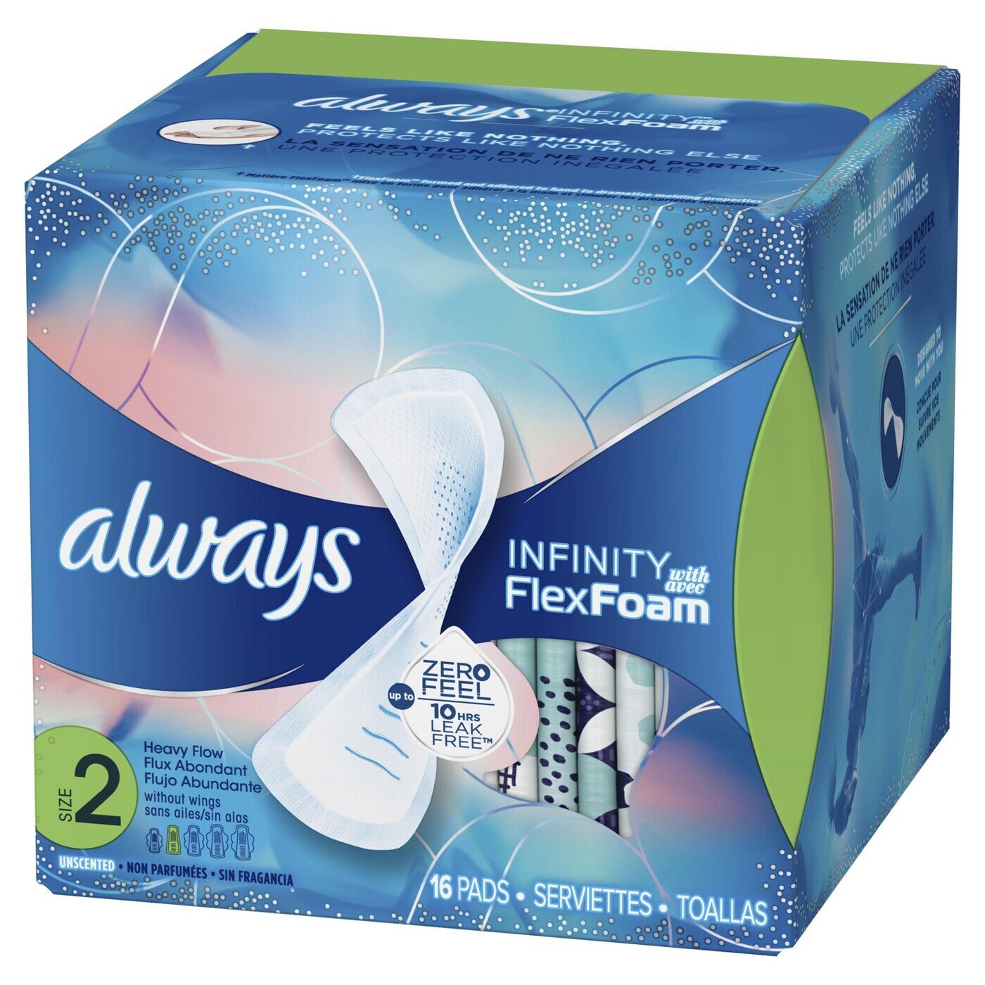 Always Infinity Flex Foam Size 2 Unscented Flexi-Wings Pads 16 ct