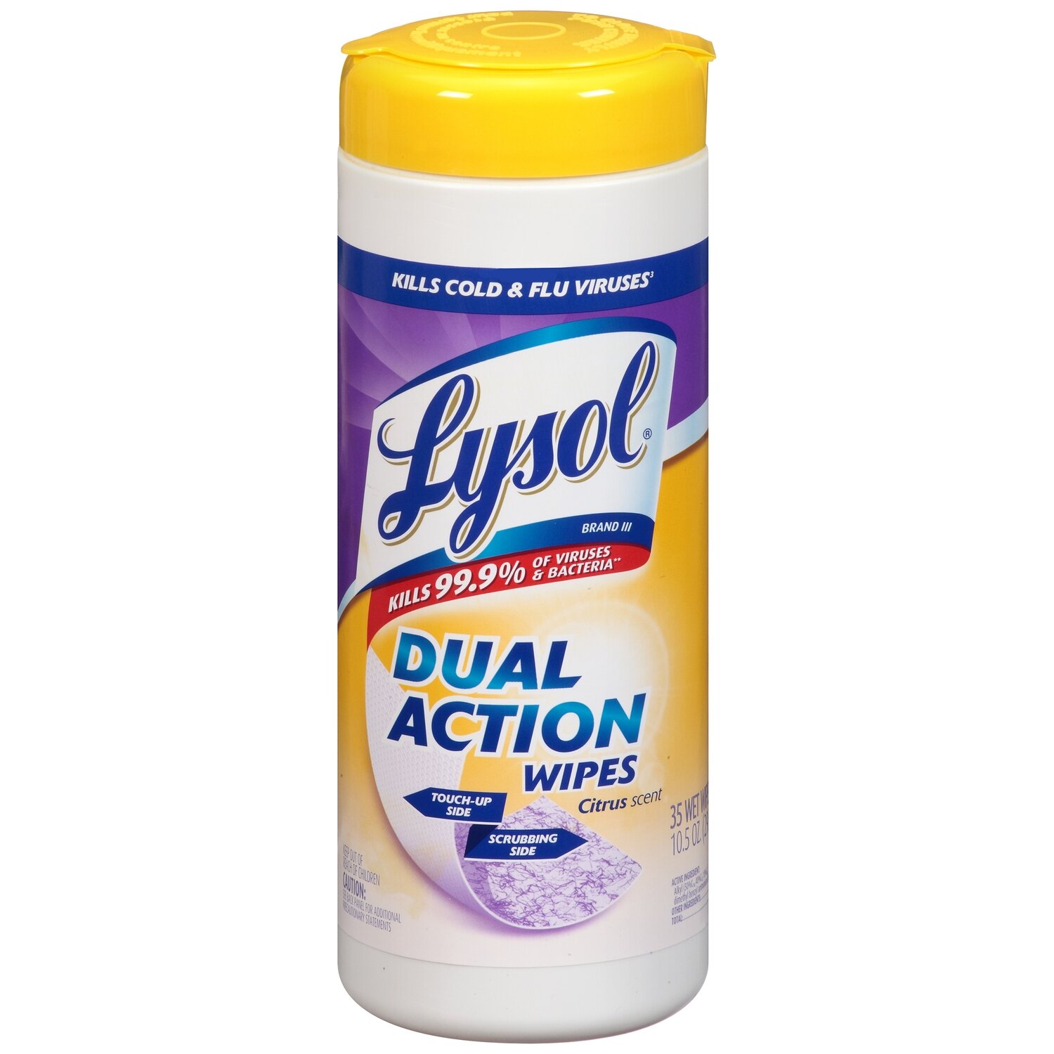 Lysol Dual Action Wipes With Touch Up Side & Scrubbing Side - Citrus Scent 35ct