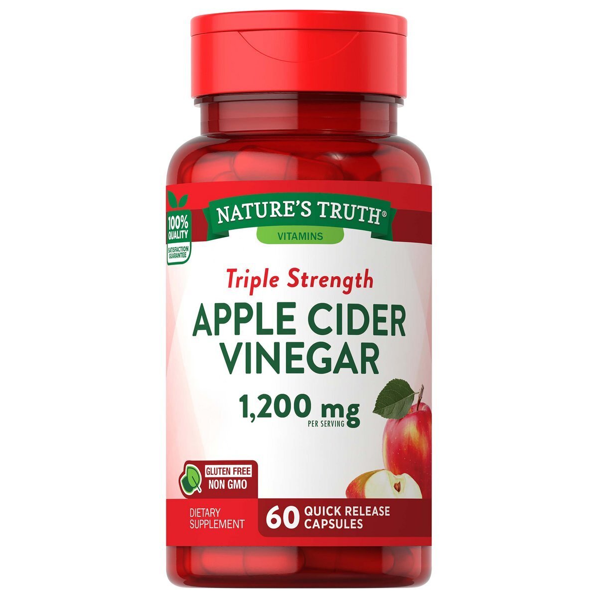 Nature's Truth Triple Strength Apple Cider Vinegar 1,200mg Quick Release Capsules 60ct