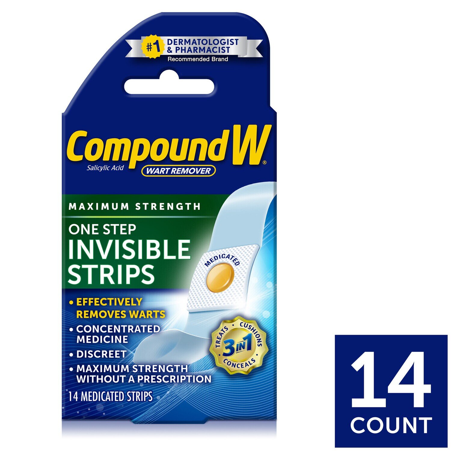 Compound W Maximum Strength One Step Invisible Medicated Strips 14 ct
