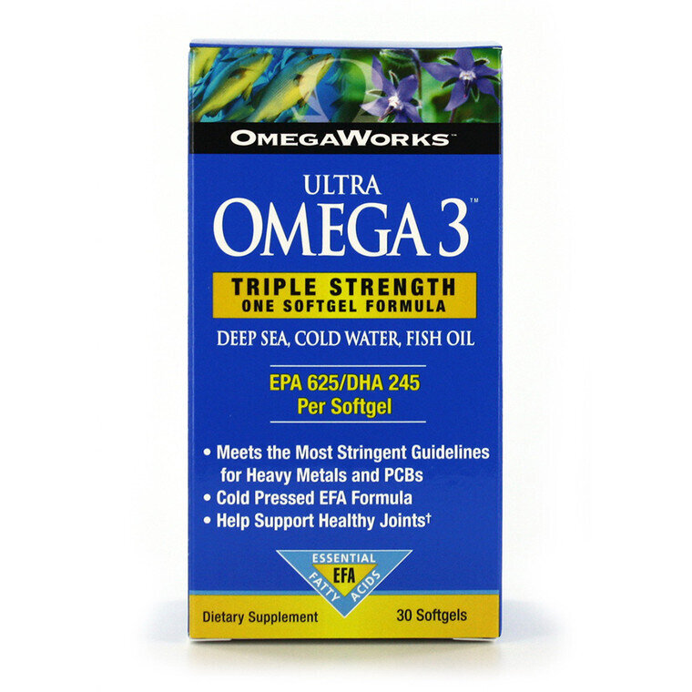 OmegaWorks Ultra Omega 3 Triple Strength Softgel With 625mg Of EPA & 245mg Of DHA 30ct