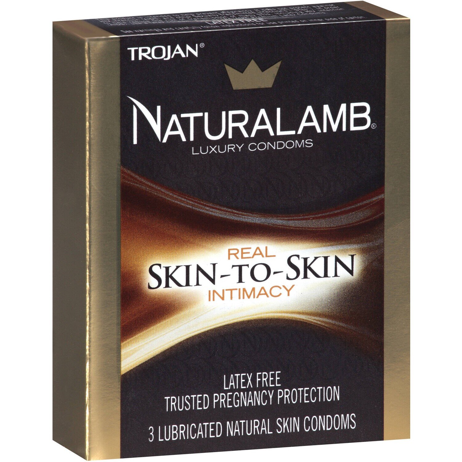 Trojan Naturalamb Luxury Condoms Real Skin-to-Skin Intimacy Latex Free Lubricated Natural Skin Condoms 3 ct