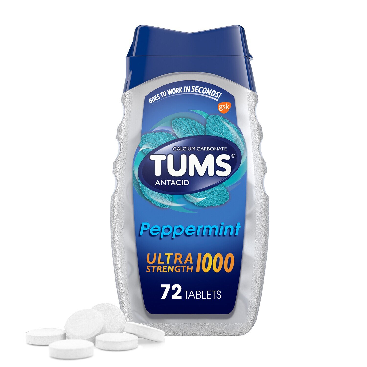 Tums Antacid Ultra Strength Chewable Tablets - Peppermint 72ct