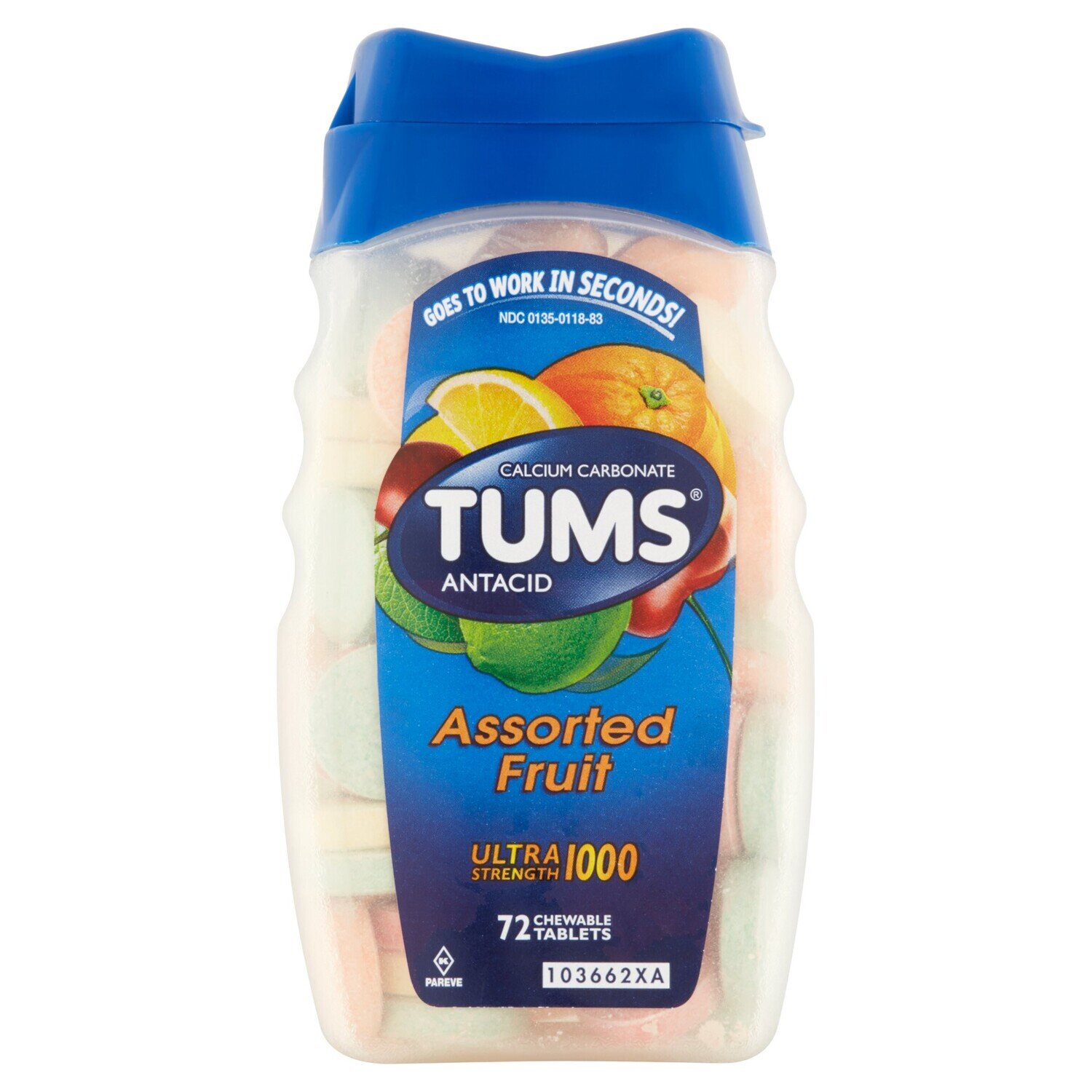 Tums Antacid Ultra Strength Chewable Tablets - Assorted Fruit 72ct