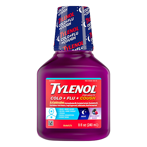 Tylenol Cold and Flu and Cough Night Wild Berry Burst 8 fl oz