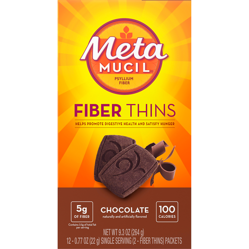 Meta Mucil Fiber Thins Chocolate Single Serving Packets 12 ct