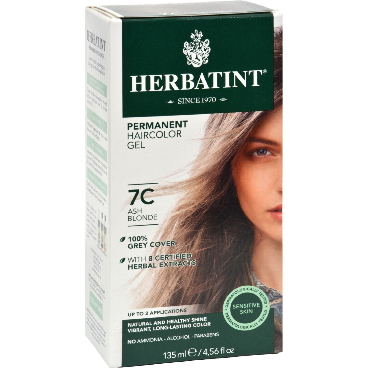 Herbatint Permanent Haircolor Gel 7C Ash Blonde for Sensitive Skin