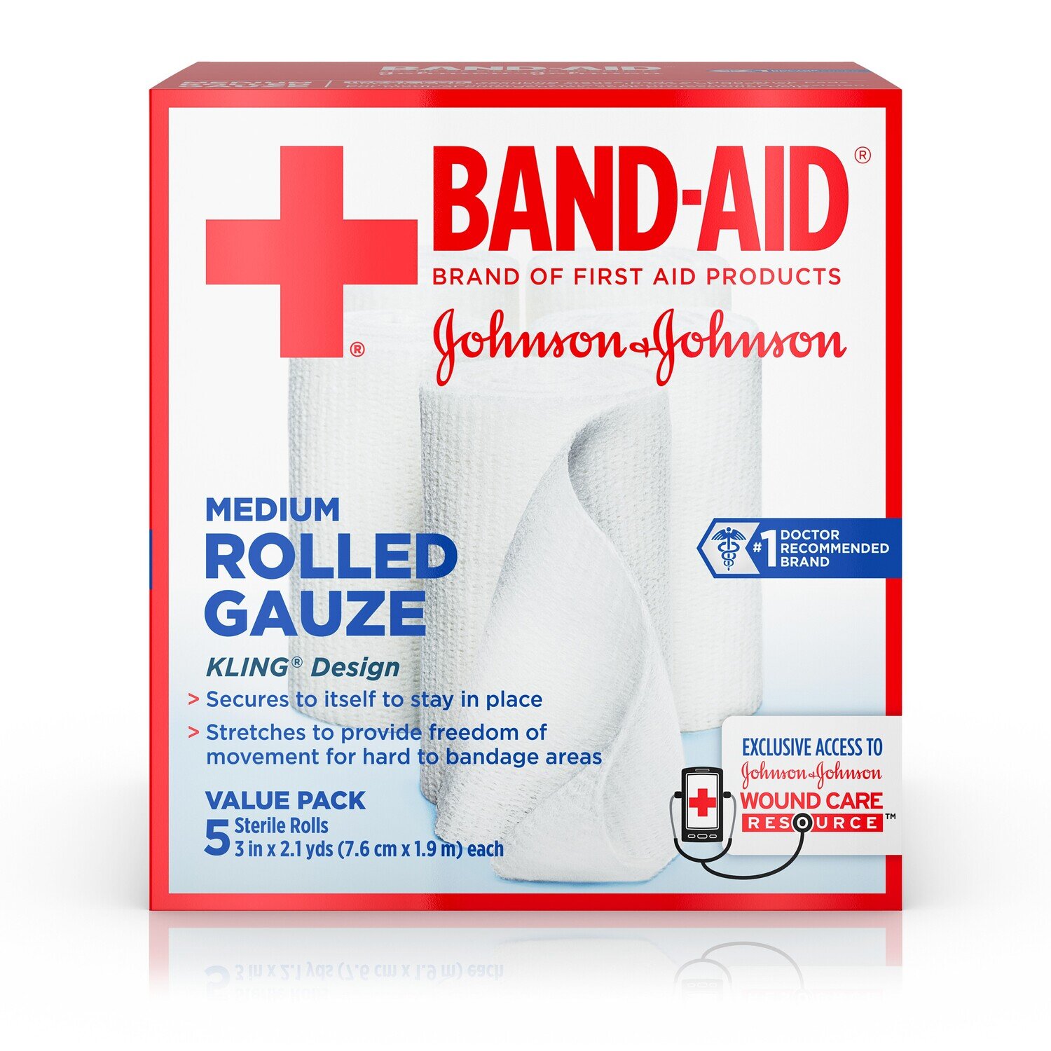 Band-Aid Flexible Rolled Gauze Roll 3in x 75.6in 5 ct