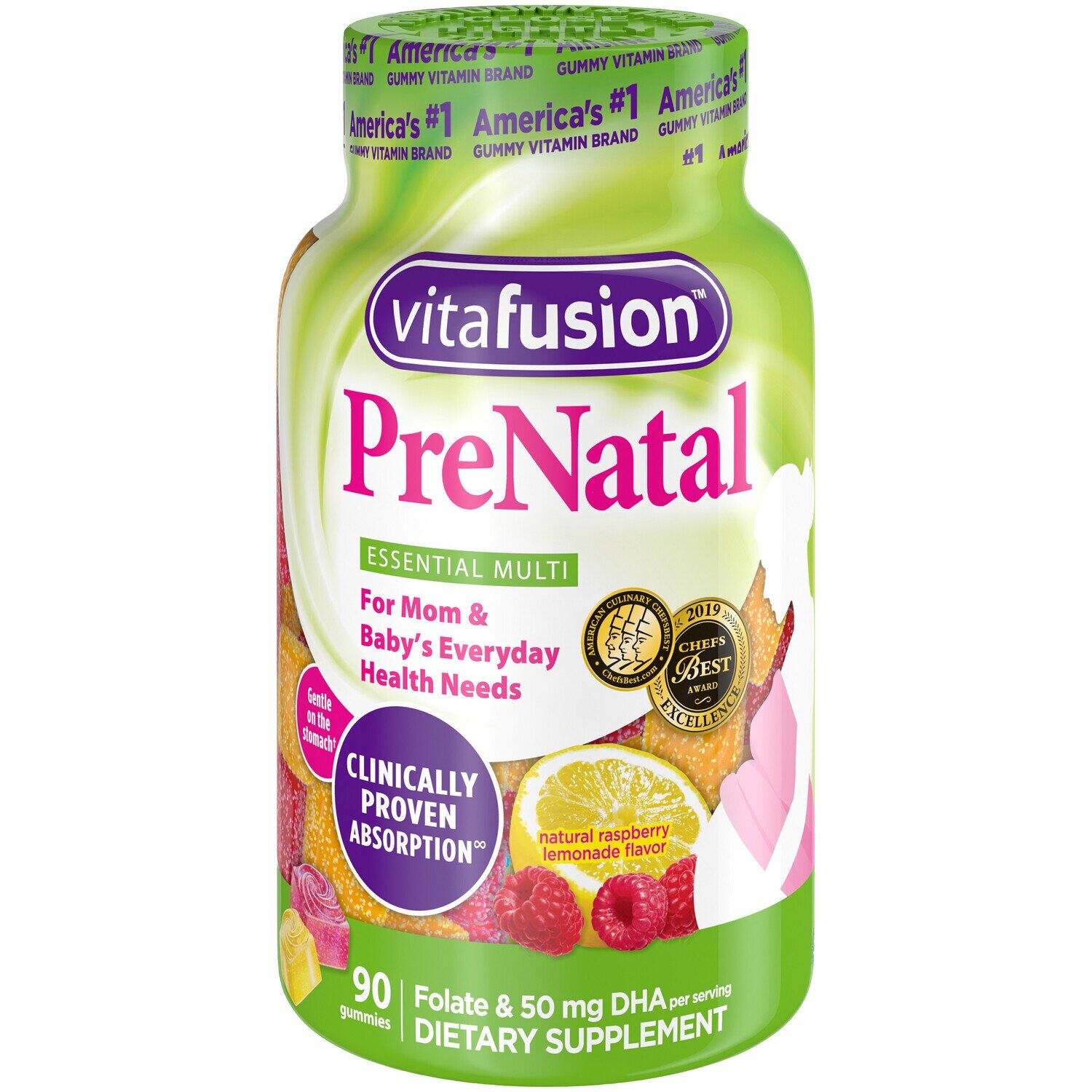 Vitafusion Prenatal Multivitamin Gummies - Raspberry Lemonade Flavor 90ct