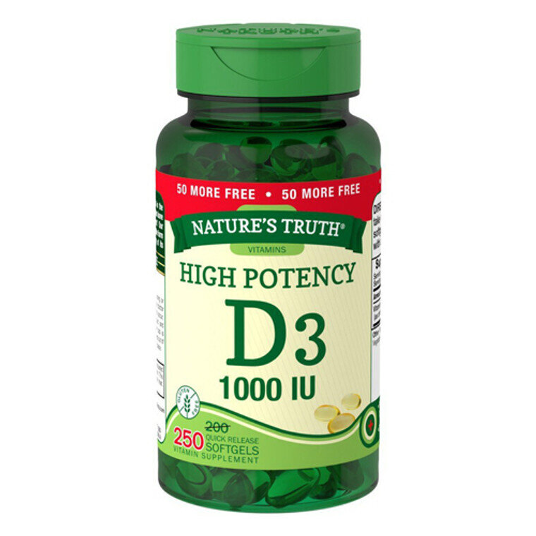 Nature's Truth Vitamin D3 1,000IU Quick Release Softgels 250ct