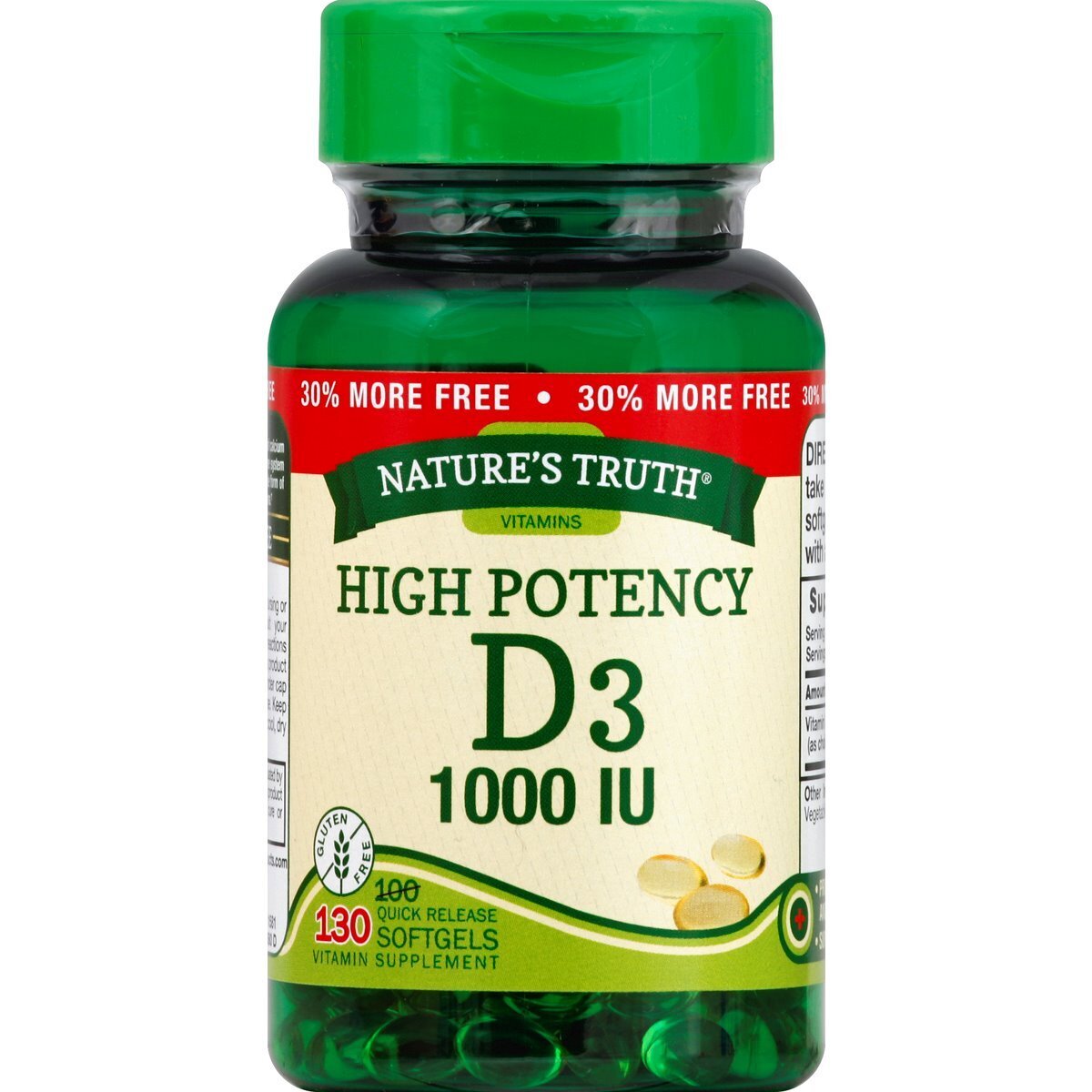 Nature's Truth Vitamin D3 1,000IU Quick Release Softgels 130ct