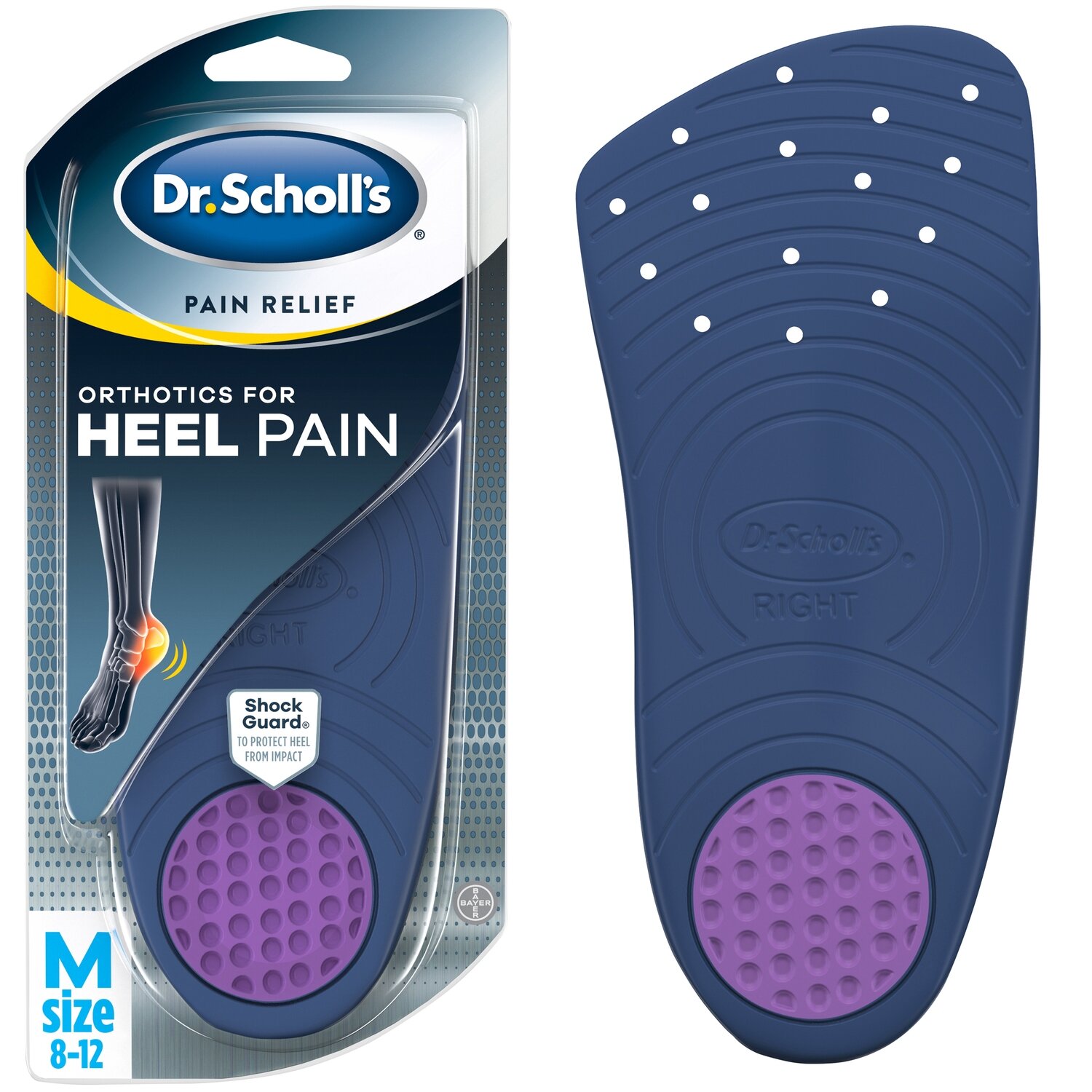 Dr. Scholl’s Orthotics for Heel Pain Shock Guard Men Sizes 8-12