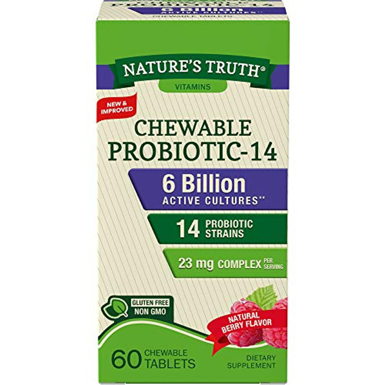 Nature's Truth Daily Chewable Probiotic-14 6 Billion CFU Tablets 60ct