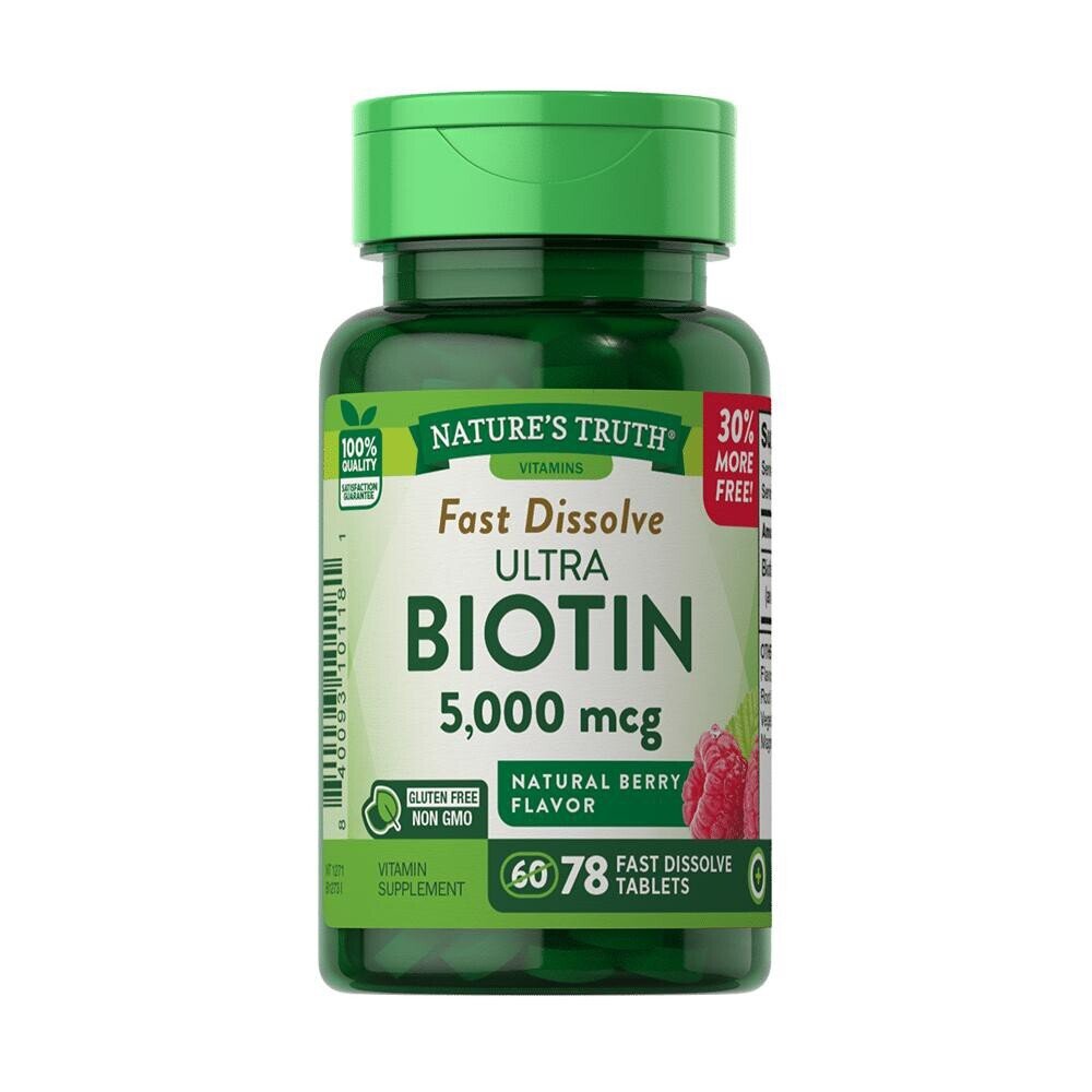 Nature's Truth Fast Dissolve Ultra Biotin 5,000mcg Tablets - Natural Berry Flavor 78ct