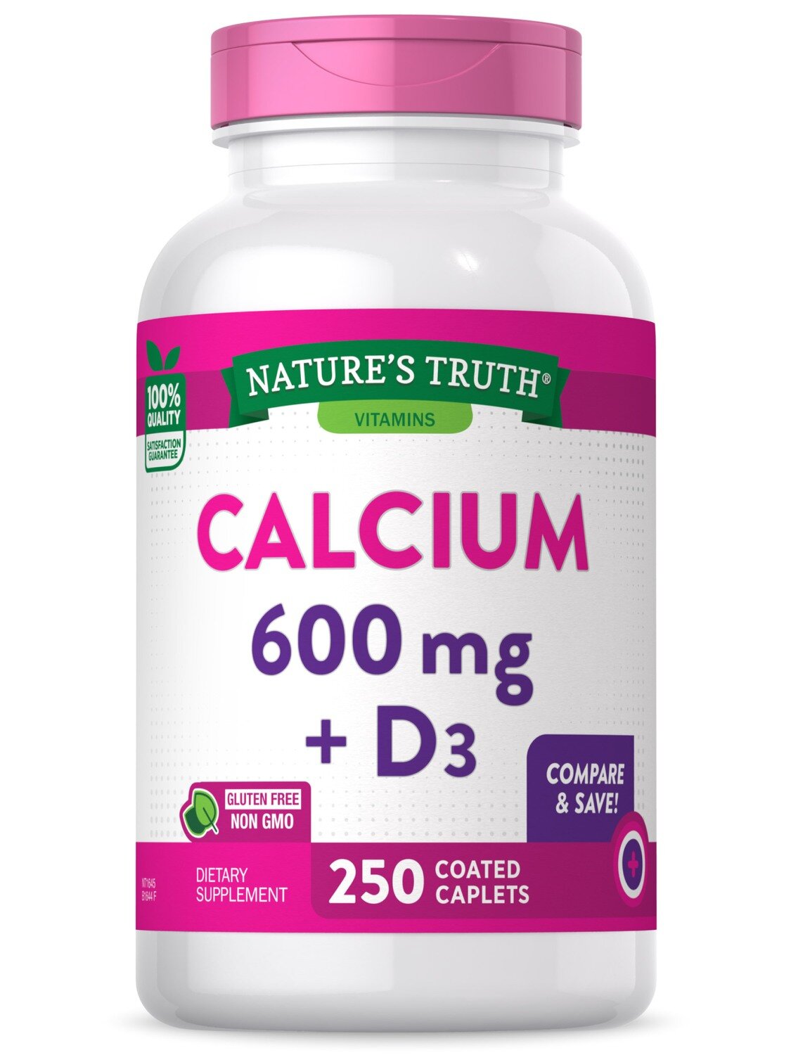 Nature's Truth Calcium 600mg Plus D3 Coated Caplets 250ct