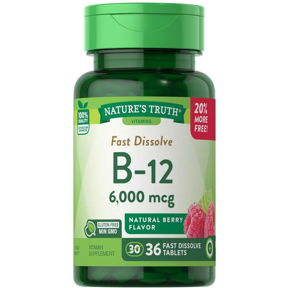 Nature's Truth Vitamin B-12 6000mcg Fast Dissolve Tablets - Natural Berry Flavor 36ct