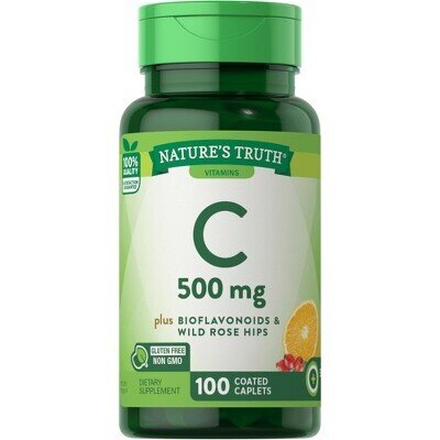 Nature's Truth Vitamin C 500mg Plus Bioflavonoids & Wild Rose Hips Coated Tablets 100ct