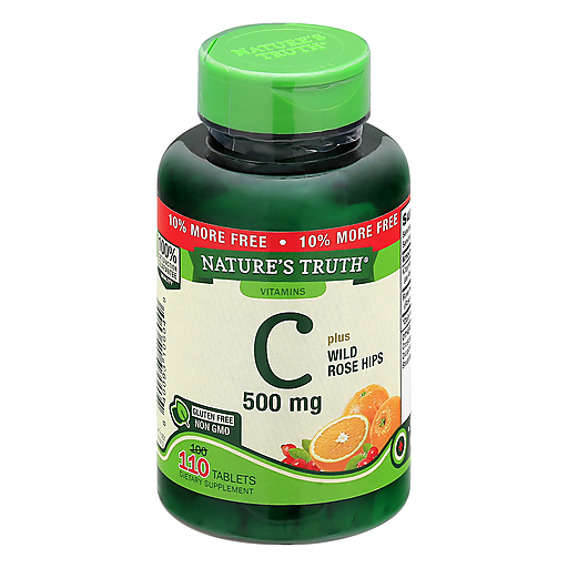 Nature's Truth Vitamin C 500mg Plus Wild Rose Hips Tablets 110ct