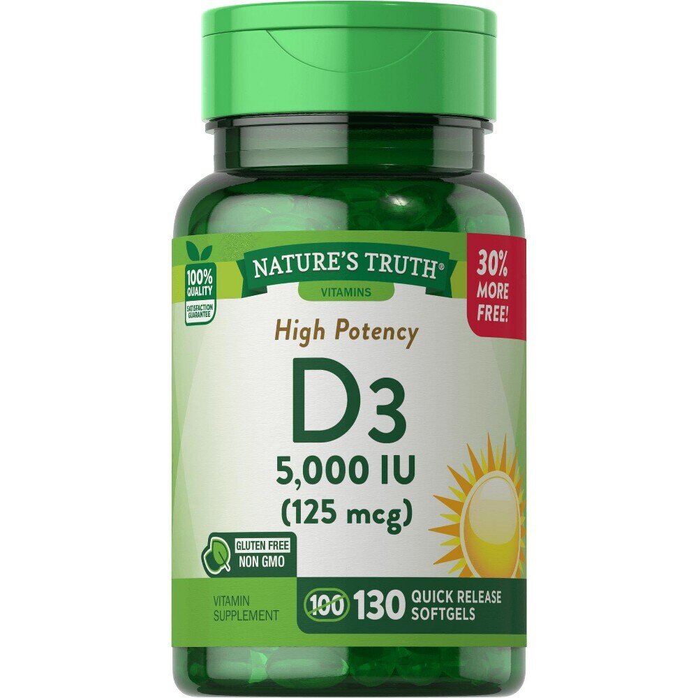 Nature's Truth Vitamin D3 5,000IU Quick Release Softgels 130ct